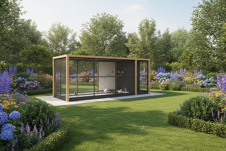 Voliere Alfred | Aluminimum & Hout | Met Morsrand | Met sluis | Diverse afmetingen