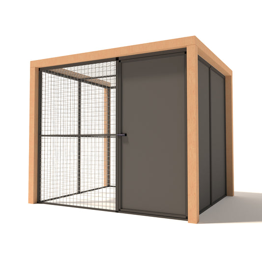 Voliere Noor | Aluminimum & Hout | Zonder Morsrand | Met sluis | Diverse afmetingen