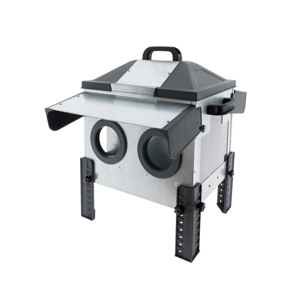 Verzinkte anti-mors voerbak 12 kg met afdak – ROBUST®