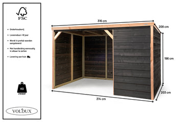 Houten Douglas Schuilstal November | Voldux afmetingen