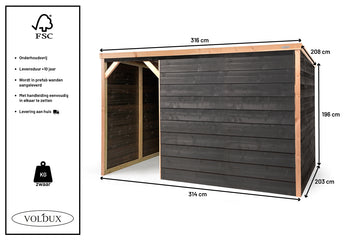 Houten douglas Schuilstal December | Voldux| afmetingen