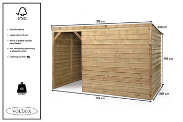 Houten Schuilstal Winter | Voldux afmetingen